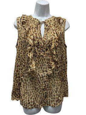 LOFT Sheer Cheetah Print Textured Sheer Sleeveless Top Blouse - Women’s Medium
